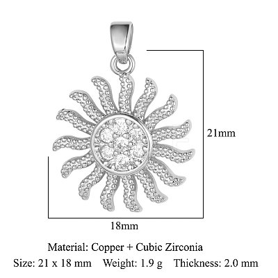 Brass Micro Pave Cubic Zirconia Pendants ZIRC-OY001-54P-1