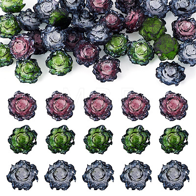 30Pcs 3 Colors Resin Rose Flower Cabochons CRES-TA0001-96-1