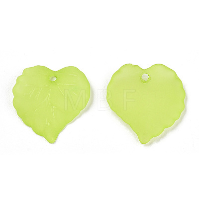 Transparent Frosted Acrylic Leaf Charms FACR-ZX003-01B-1