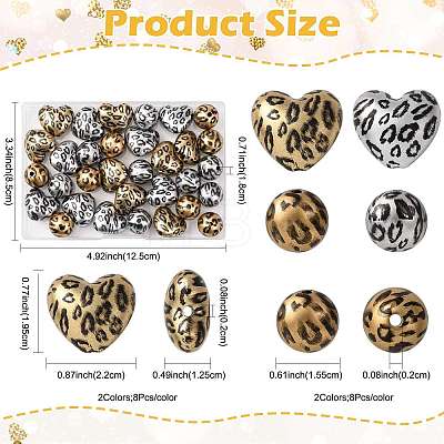 32Pcs 4 Styles Printed Acrylic Beads PACR-FS0001-12-1