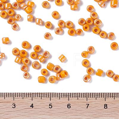 6/0 Opaque Colors Lustered Round Glass Seed Beads X-SEED-A012-4mm-130-1
