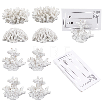 9 Sets 3 Style Seven Seas Coral Place Card Photo Holder Coral Resin Place Card Holder AJEW-CA0001-93-1