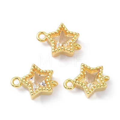 Eco-Friendly Brass Micro Pave Clear Cubic Zirconia Links Connectors ZIRC-C022-06G-1