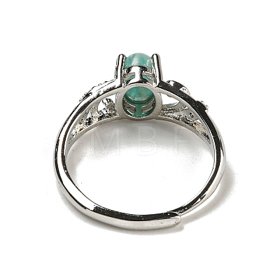 Oval Natural Amazonite Adjustable Rings RJEW-Q818-01P-01B-1