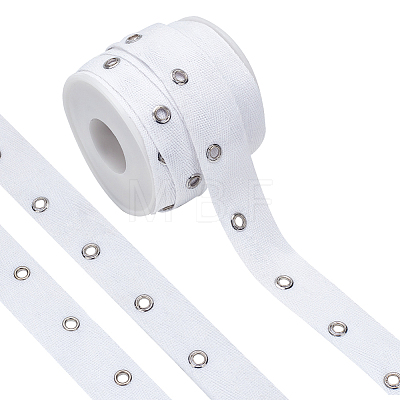 BENECREAT 8 Yards Cotton Twill Tape Ribbons with Stainless Steel Eyelets OCOR-BC0006-43B-1