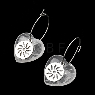 Natural & Synthetic Gemstone & 304 Stainless Steel Hoop Earrings for Women EJEW-G475-01P-1