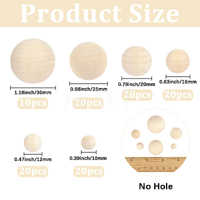110Pcs Wooden Round Ball WOOD-PA0001-85-1
