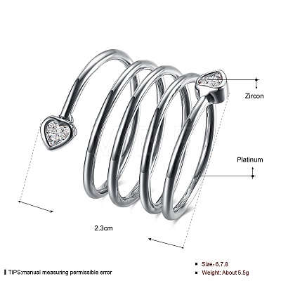 Trendy Brass Cubic Zirconia Finger Rings RJEW-BB18904-8-1