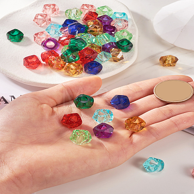  90pcs 6 colors Transparent Resin Beads RESI-TA0001-58-1