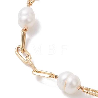 Natural Freshwater Pearl Beaded Link Bracelets BJEW-JB12849-1