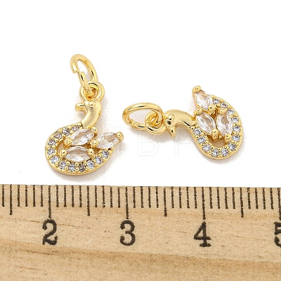 Brass Micro Pave Clear Cubic Zirconia Charms KK-Z044-33G-1