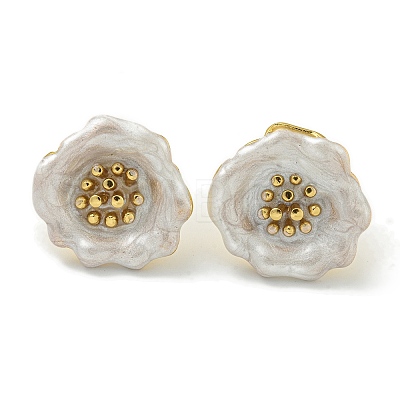 Flower Ion Plating(IP) 304 Stainless Steel Stud Earrings EJEW-G400-14G-1