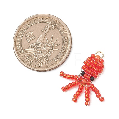 Copper Wire Wrapped Beaded Octopus Charms PALLOY-MZ01203-1