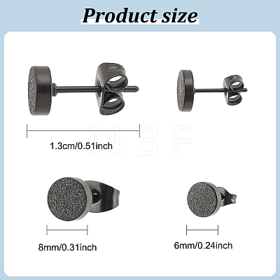 2 Pairs 2 Size 304 Stainless Steel Flat Round Stud Earrings for Men Women EJEW-AN0003-41-1