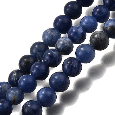 Natural Sodalite Round Bead Strands G-P072-27-10mm-1