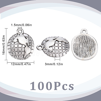 SUNNYCLUE 100Pcs Tibetan Style Zinc Alloy Earth Charms FIND-SC0006-31-1