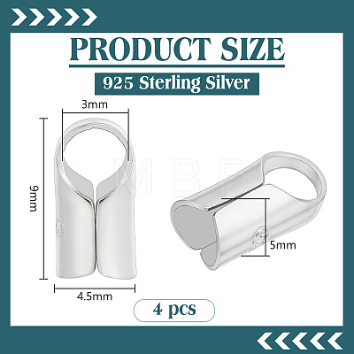 4Pcs Column Sterling Silver Cord Ends STER-BC0004-47S-1