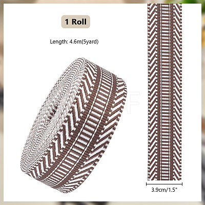 5 Yards Ethnic Style Polyester Jacquard Striped Ribbon OCOR-PH0004-17B-1