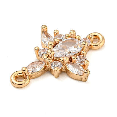 Brass Pave Clear Cubic Zirconia Connector Charms ZIRC-U004-02G-02-1