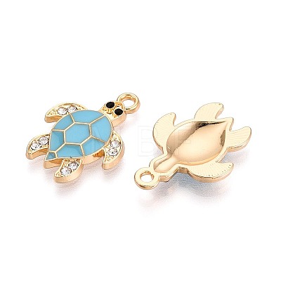 Alloy Rhinestone and Enamel Pendants PALLOY-T092-40G-04-1
