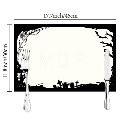 Rectangle with Halloween Themed Pattern Cotton Linen Cloth Table Mat AJEW-WH0196-008-1
