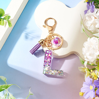 Alloy Resin Heart Keychains KEYC-TADJ0002-01G-L-1