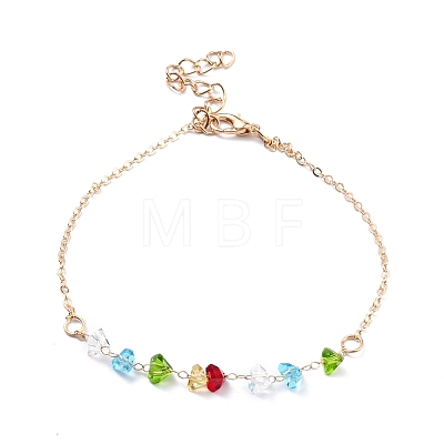 4Pcs 4 Style Alloy Chain Anklets Set with Heart Beaded and Butterfly Charm SJEW-D009-02KCG-1