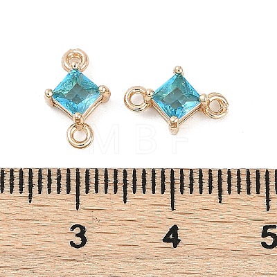 Brass Pave Glass Rhombus Links Connector Charms GLAA-Q088-001C-1