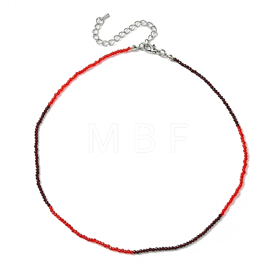 Faceted Rondelle Glass Beaded Necklace for Women NJEW-M208-02E-1