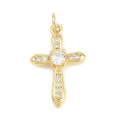 Brass Micro Pave Cubic Zirconia Pendants KK-F938-24C-G-1