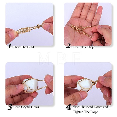 2Pcs 2 Style Brass Braided Macrame Pouch Empty Stone Holder for Pendant Necklaces Making NJEW-SZ0001-65B-1