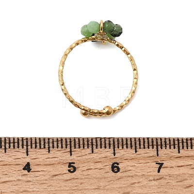 Adjustable 304 Stainless Steel Natural African Turquoise(Jasper) Cuff Open Rings RJEW-P187-01G-07-1