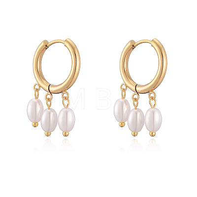 304 Stainless Steel & Imitation Pearl Chandelier Earrings WGDECEE-01-1
