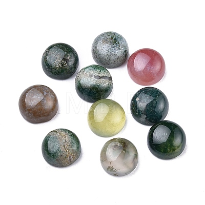 Natural Indian Agate Cabochons G-P393-R67-8MM-1