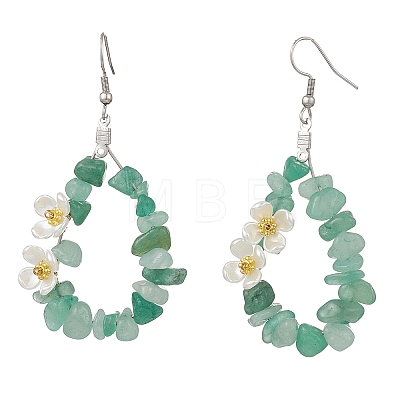 Flower 304 Stainless Steel Dangle Earrings EJEW-JE06802-1