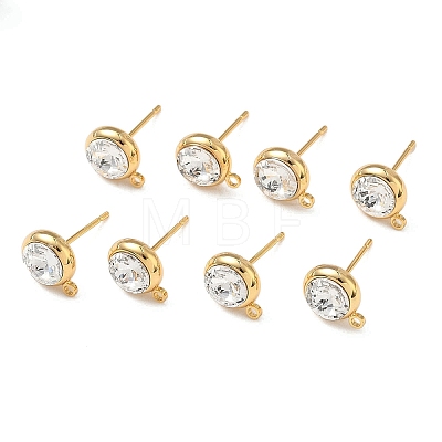 SHEGRACE Brass Rhinestone Flat Round Stud Earring Findings XGR0099G-120G-1