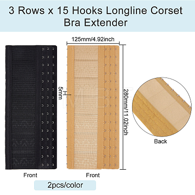 4Pcs 2 Colors Polyester Women's 3 Rows x 15 Hooks Longline Corset Bra Extender DIY-BC0006-58-1