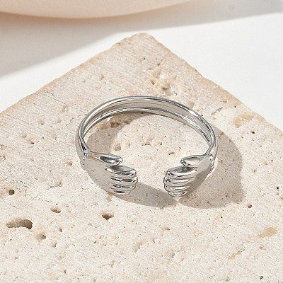 304 Stainless Steel Cuff Open Rings for Women RJEW-L341-05B-P-1