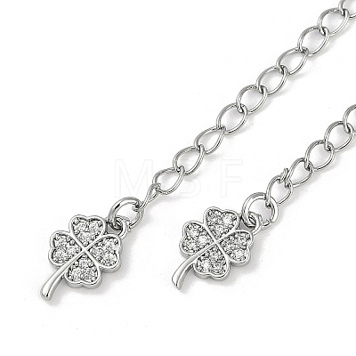 Brass Micro Pave Cubic Zirconia Ends with Chains KK-U043-04P-1