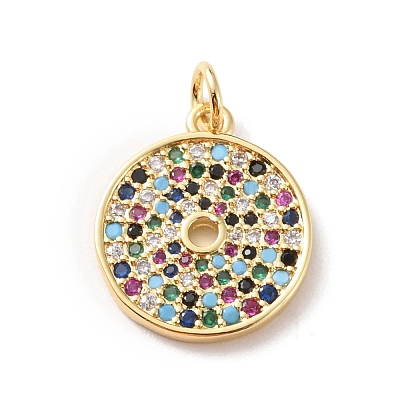 Rack Plating Brass Micro Pave Colorful Cubic Zirconia Pendants KK-F852-17G-01-1