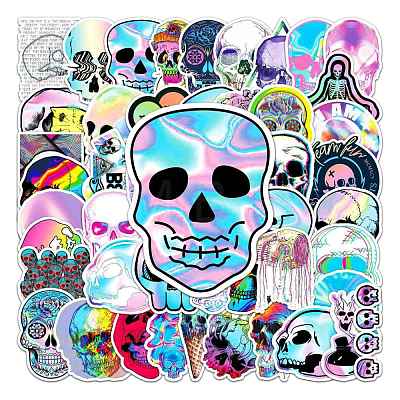 Skull PVC Plastic Sticker Labels SKUL-PW0002-088-1