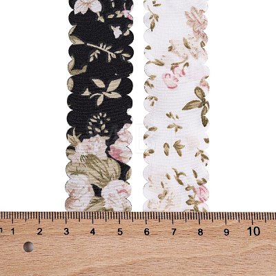 4 Yards 2 Colors Polyester Flower Printed Ribbon OCOR-A008-04-1