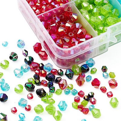 8 Style Bicone AB Color Plated Eco-Friendly Transparent Acrylic Beads TACR-YW0001-37B-1