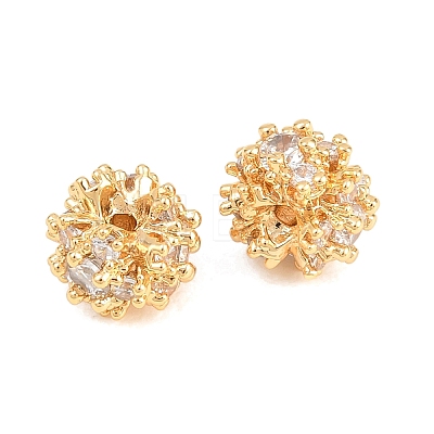 Brass Micro Pave Clear Cubic Zirconia Beads KK-A298-01G-1