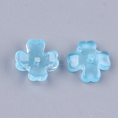 Transparent Spray Painted Glass Bead Caps GLAA-S183-24C-1