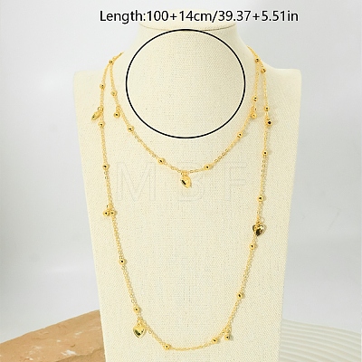 Brass Heart Fringe Satellite Chain Long Necklaces for Women XF0394-3-1