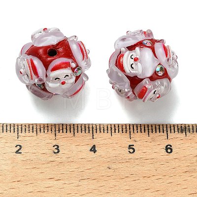 Christmas Theme Polymer Clay Rhinestone Beads with Resin X-RESI-Z045-01C-1
