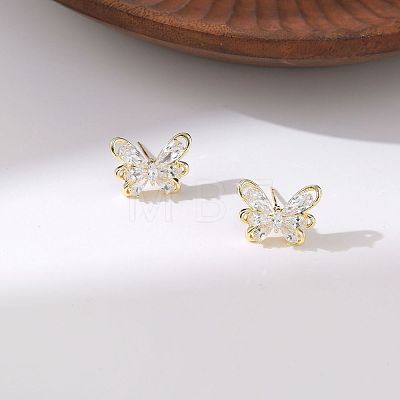Brass Clear Cubic Zirconia Stud Earrings FS-WG5DAEB-01-1