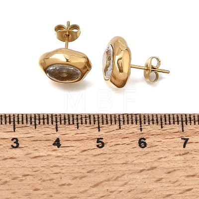 6 Pairs 304 Stainless Steel Pave Cubic Zirconia Stud Earrings SA-CBADCF0-04GP-04-1