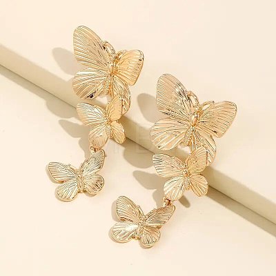 Butterfly Alloy Dangle Stud Earrings FS-WG3D962-01-1